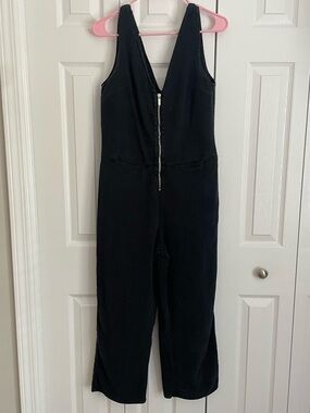 Zara Black Sleeveless Jumpsuit with Front Zip Detail